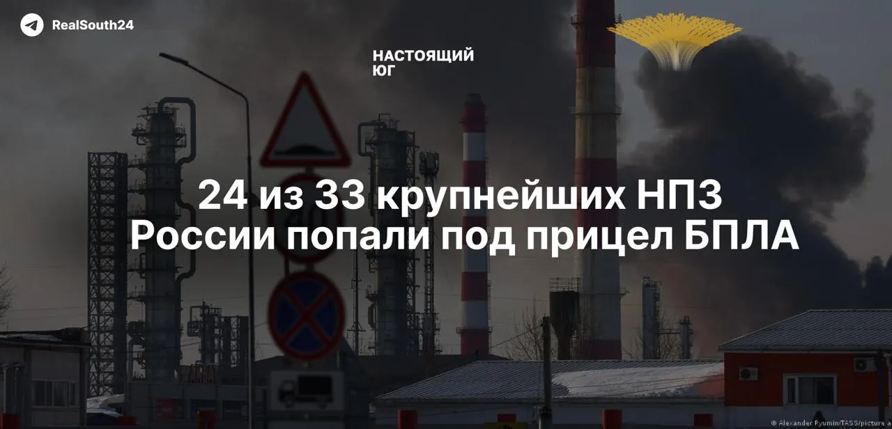 С начала полномасштабной войны по НПЗ в России нанесено не менее 158 ударов; аналитики оценивают, что выведена четверть перерабатывающих мощностей, объёмы переработки упали до уровней 2009 года, есть жертвы.