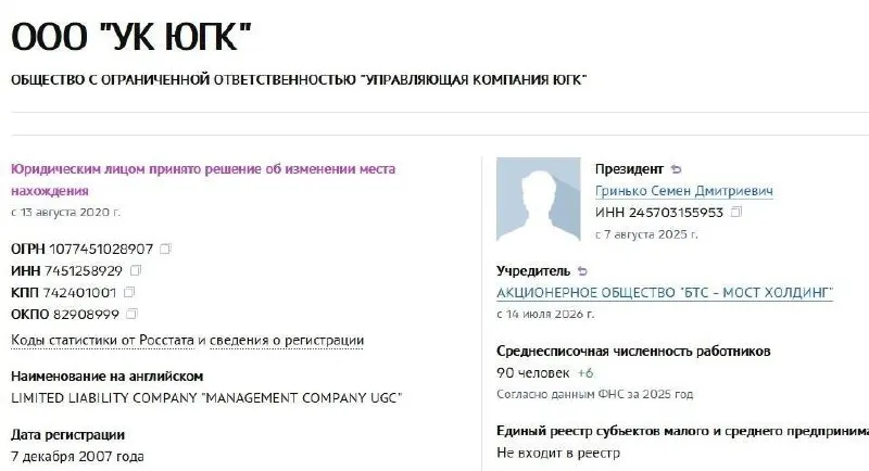 Управляющая компания холдинга перешла под контроль АО «БТС‑Мост Холдинг» Руслана Байсарова. Активы ранее оказались в собственности государства после национализации и были проданы на аукционе.