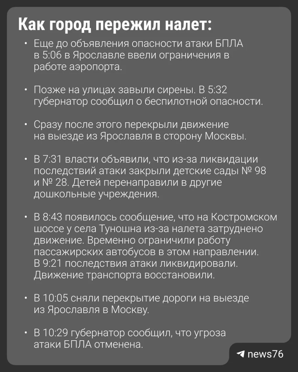 Утром в Ярославле произошла атака беспилотников: погиб один человек, 27 пострадали.