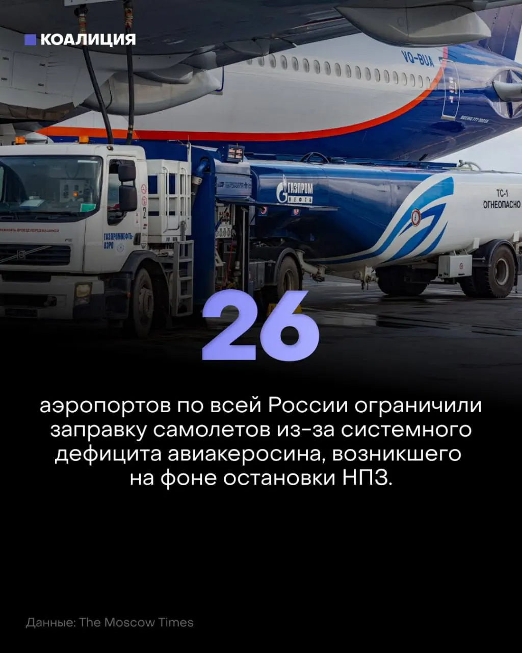 Из-за кризиса керосина в стране введены лимиты на заправку самолётов в 26 аэропортах, приостанавливается часть рейсов, экспорт топлива ограничен, а цены на авиакеросин растут.