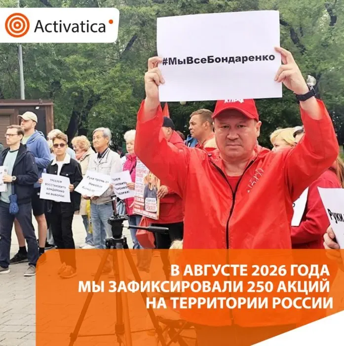 В августе 2026 года зафиксировано около 250 протестных акций по всей стране, что примерно на полтора раза больше июля; события сочетали антивоенную риторику с политическими требованиями накануне выборов.